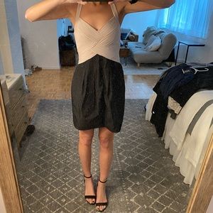 BCBG mini dress wrap halter top w/ bubble bottom